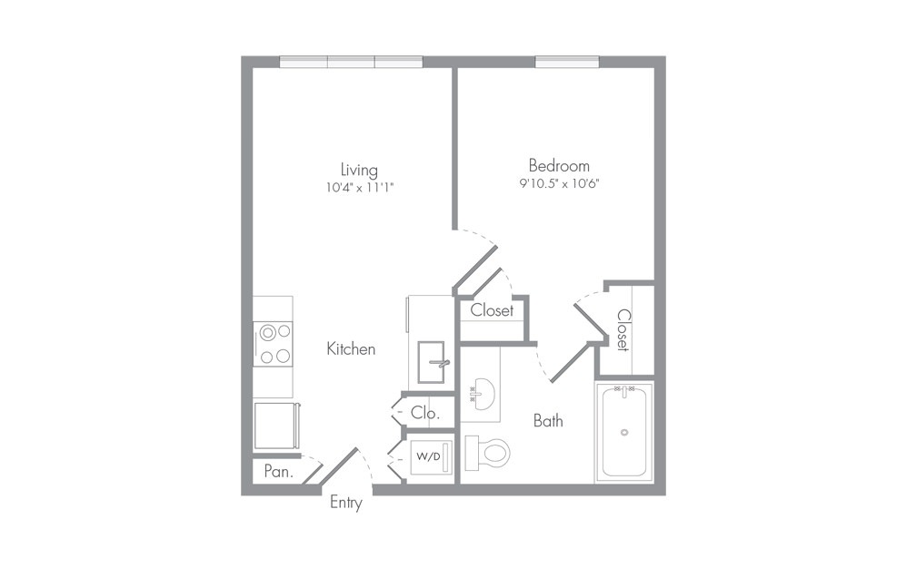 A1 1 bedroom 1 bath 425 square feet
