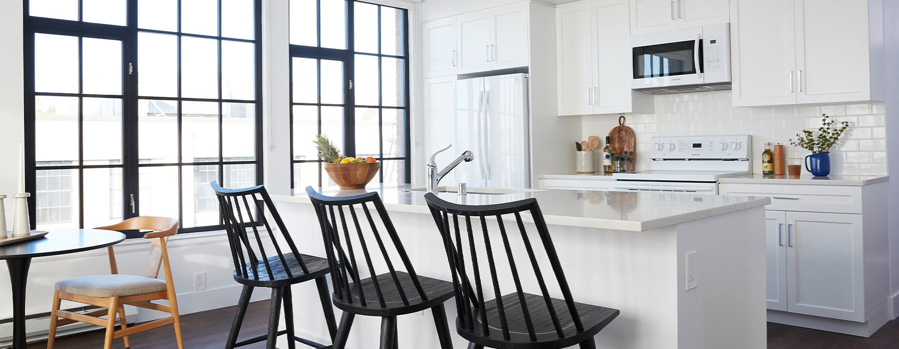 Large open kitchen with ample countertop space